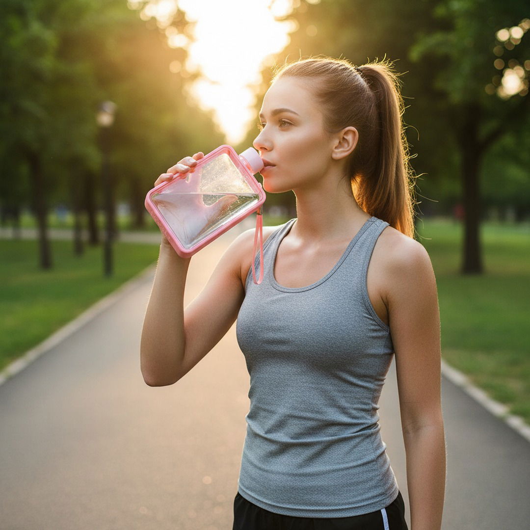 Flache Trinkflasche Sport | Auslaufsichere 380ML Wasserflasche für Reisen und Outdoor-Aktivitäten 0