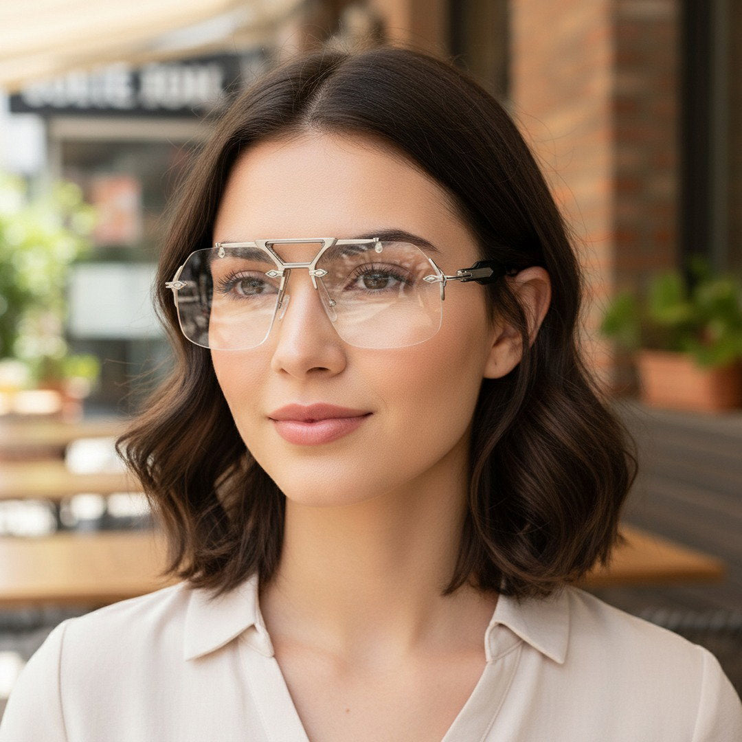 Randlose Oversized Sonnenbrille für Herren & Damen mit UV400-Schutz | Futuristisches Design für Stil und Komfort 5
