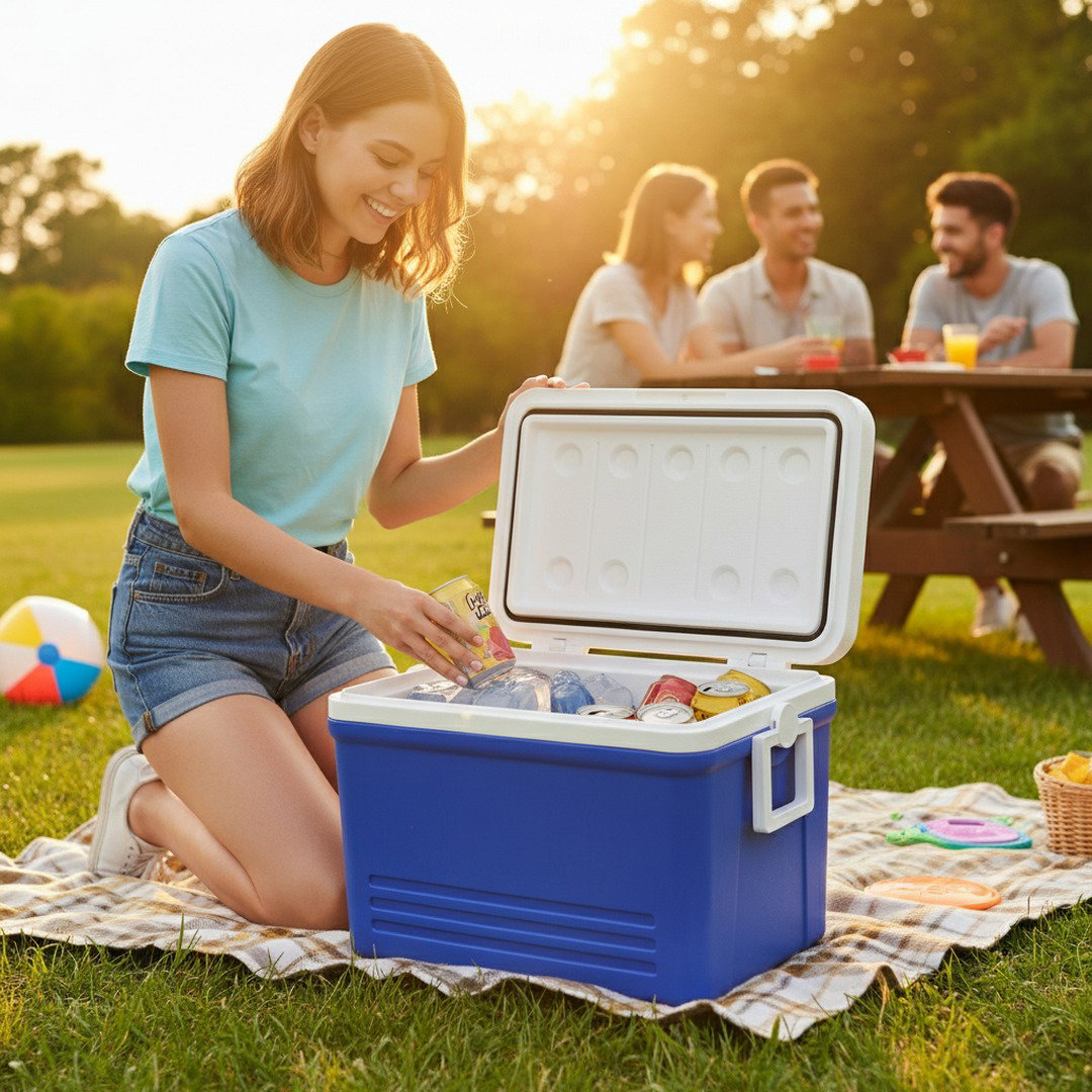 Tragbare Kühlbox 30L mit Isolierung und starkem Griff | Ideal für Auto, Picknicks und Reisen 4