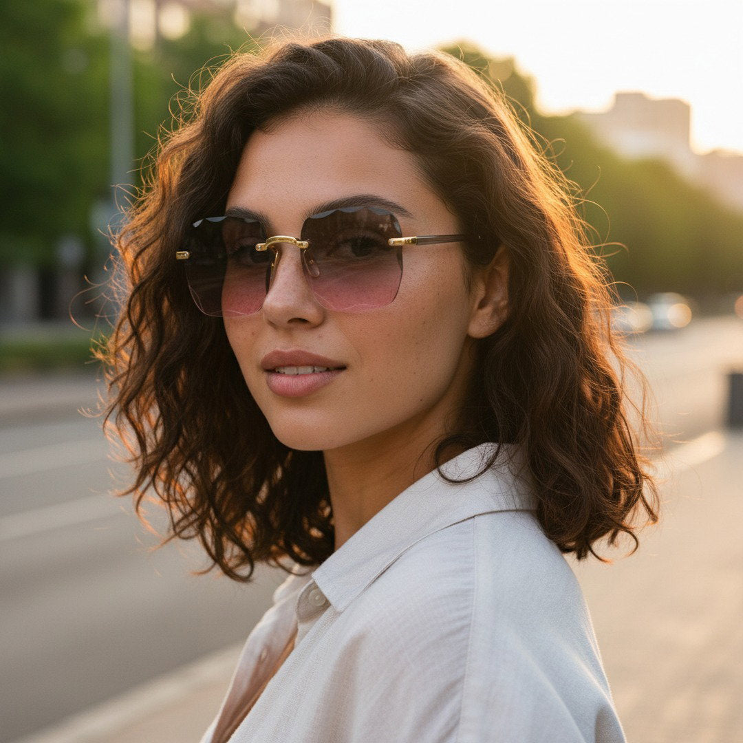 Unisex Ultraleichte Randlose Sonnenbrille | Vintage UV400 Schutzbrille für Sommer 6
