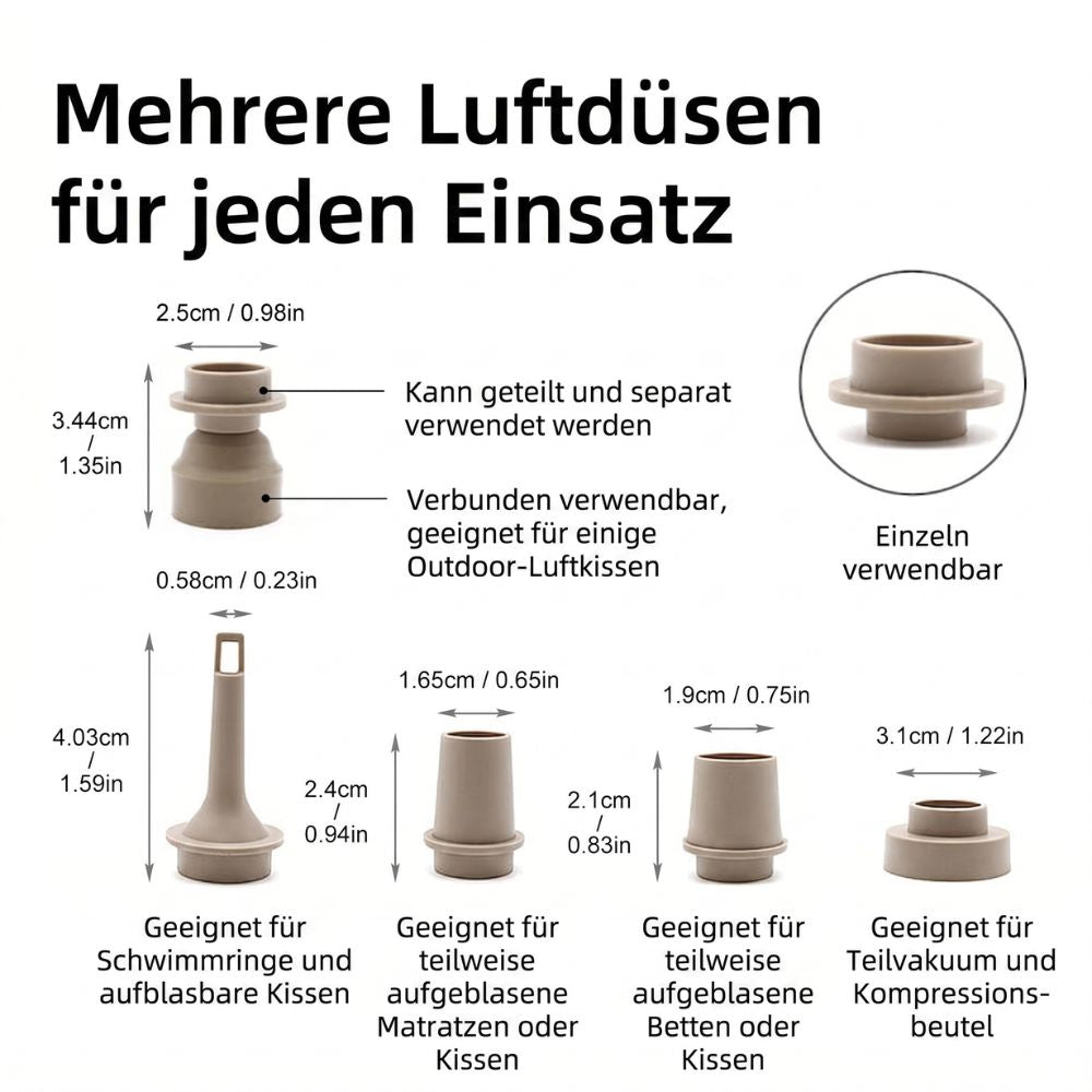 Kompakte Elektrische Luftpumpe | USB-Akku mit 2-in-1 Funktion | Ideal zum Aufpumpen und Absaugen 1