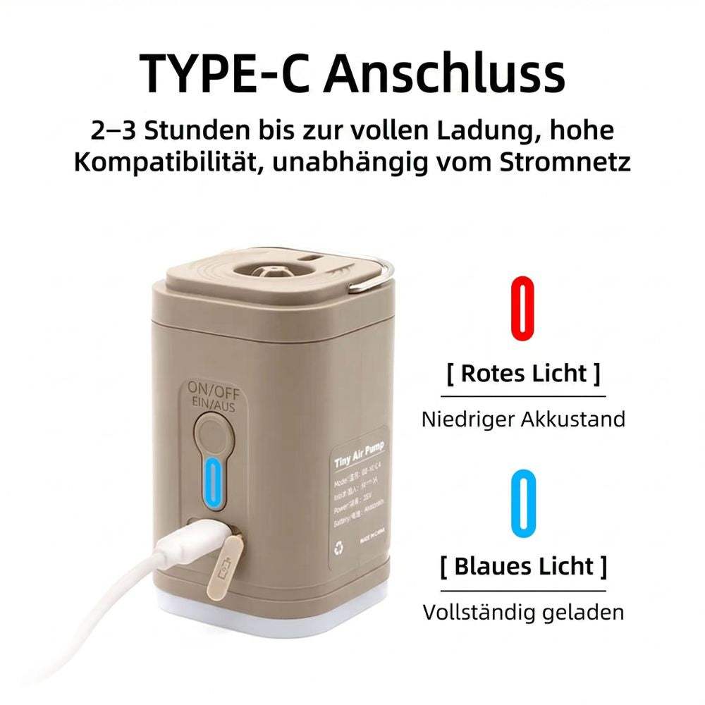 Kompakte Elektrische Luftpumpe | USB-Akku mit 2-in-1 Funktion | Ideal zum Aufpumpen und Absaugen 3