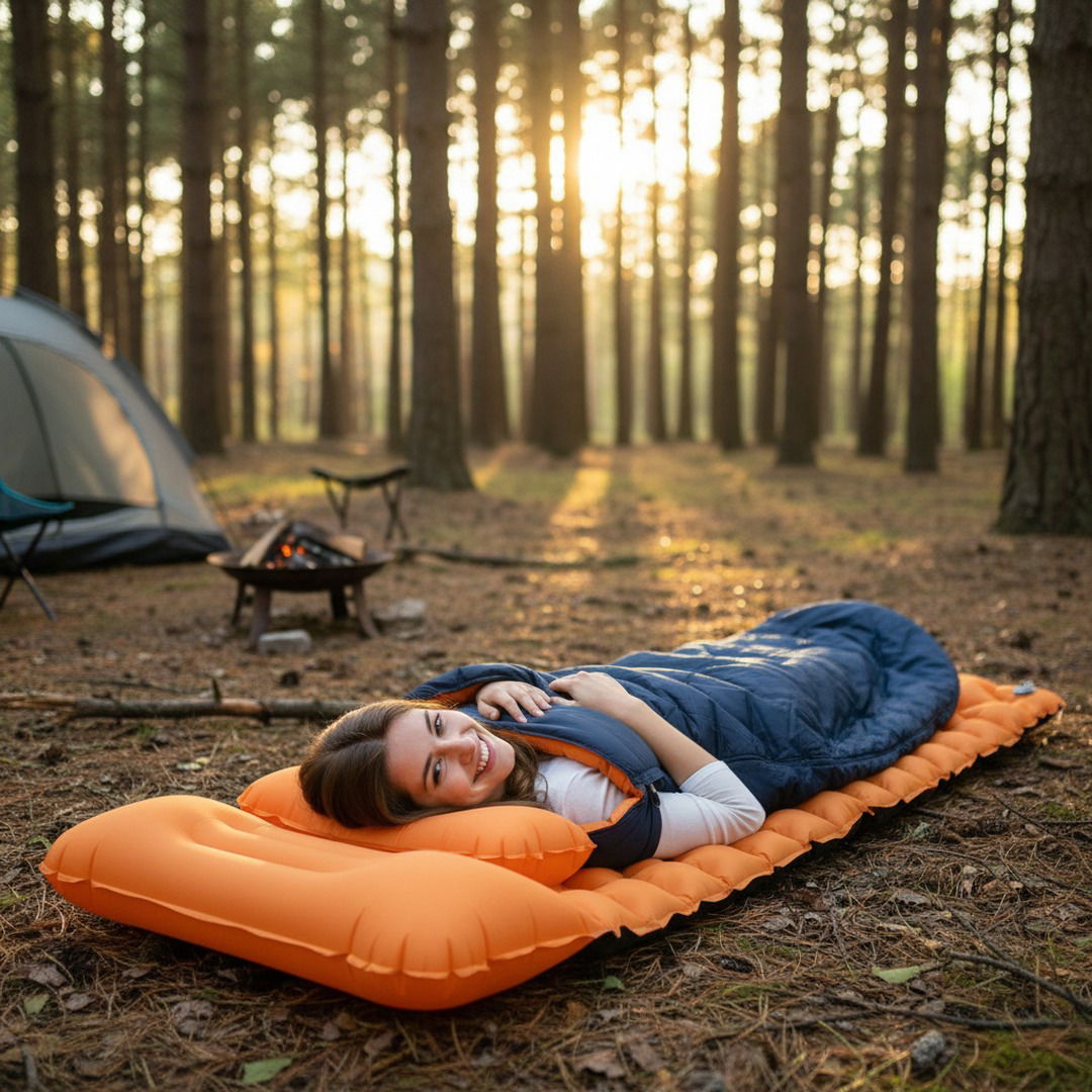 AirRest | Campingmatratze mit Integriertem Kissen | Ultraleicht und Kompakt für Optimalen Schlaf im Freien 8