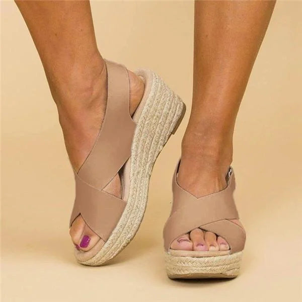 Clara | Schwarze Keilabsatz Schuhe mit Elastischen Riemen | Bequeme Damen Schuhe für Stilvolle Sommer-Outfits 2