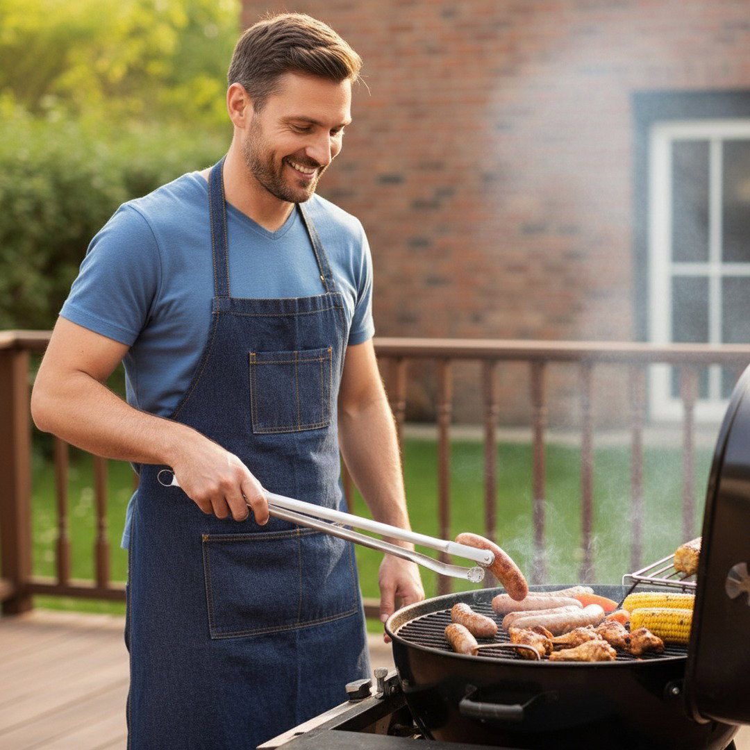 Edelstahl Grillzange | BBQ-Zange mit Rutschfester Handhabung | 38 cm für Sicheres Grillen 4