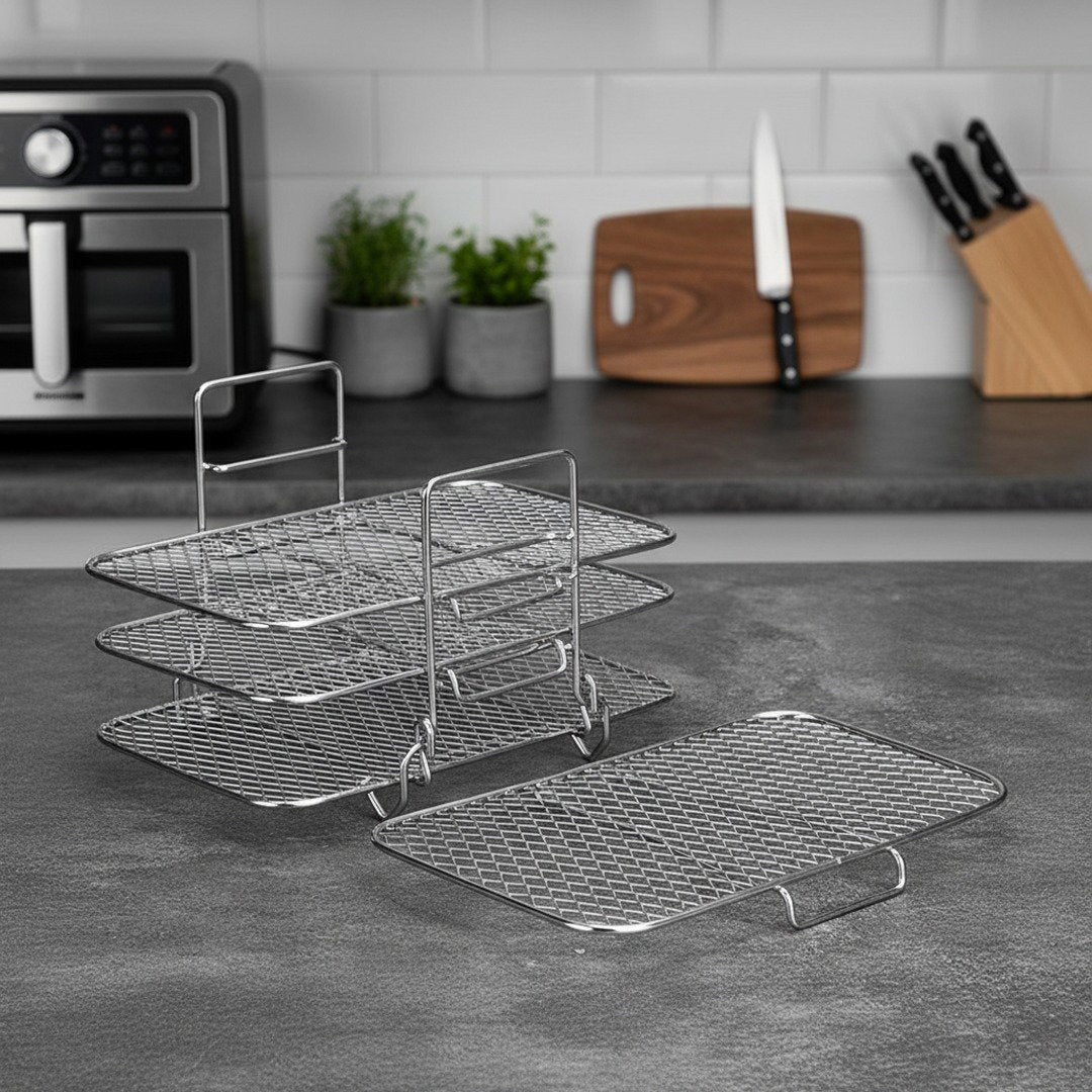 Edelstahl Multi-Layer Dörrgestell für Effiziente Dehydration mit Abnehmbarem Design für Vielseitige Nutzung in Luftfritteusen 6
