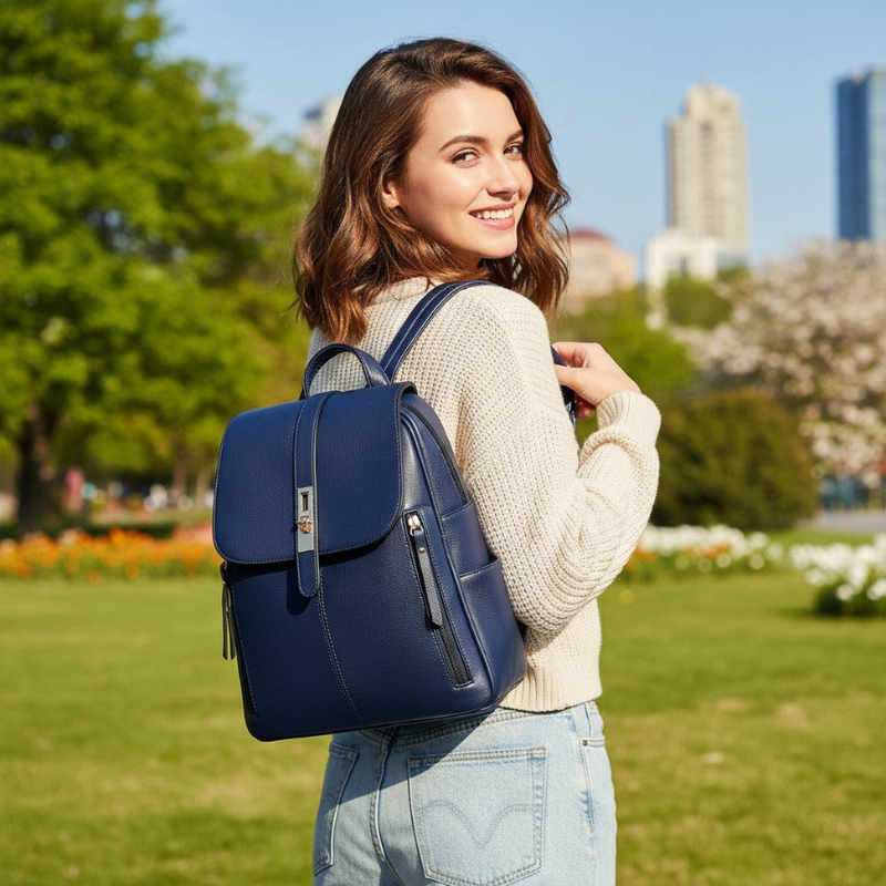 Eleganter Rucksack Damen | Wasserabweisender Leder Rucksack mit Verstellbaren Schulterriemen | Stilvolles Design für Optimalen Komfort 6