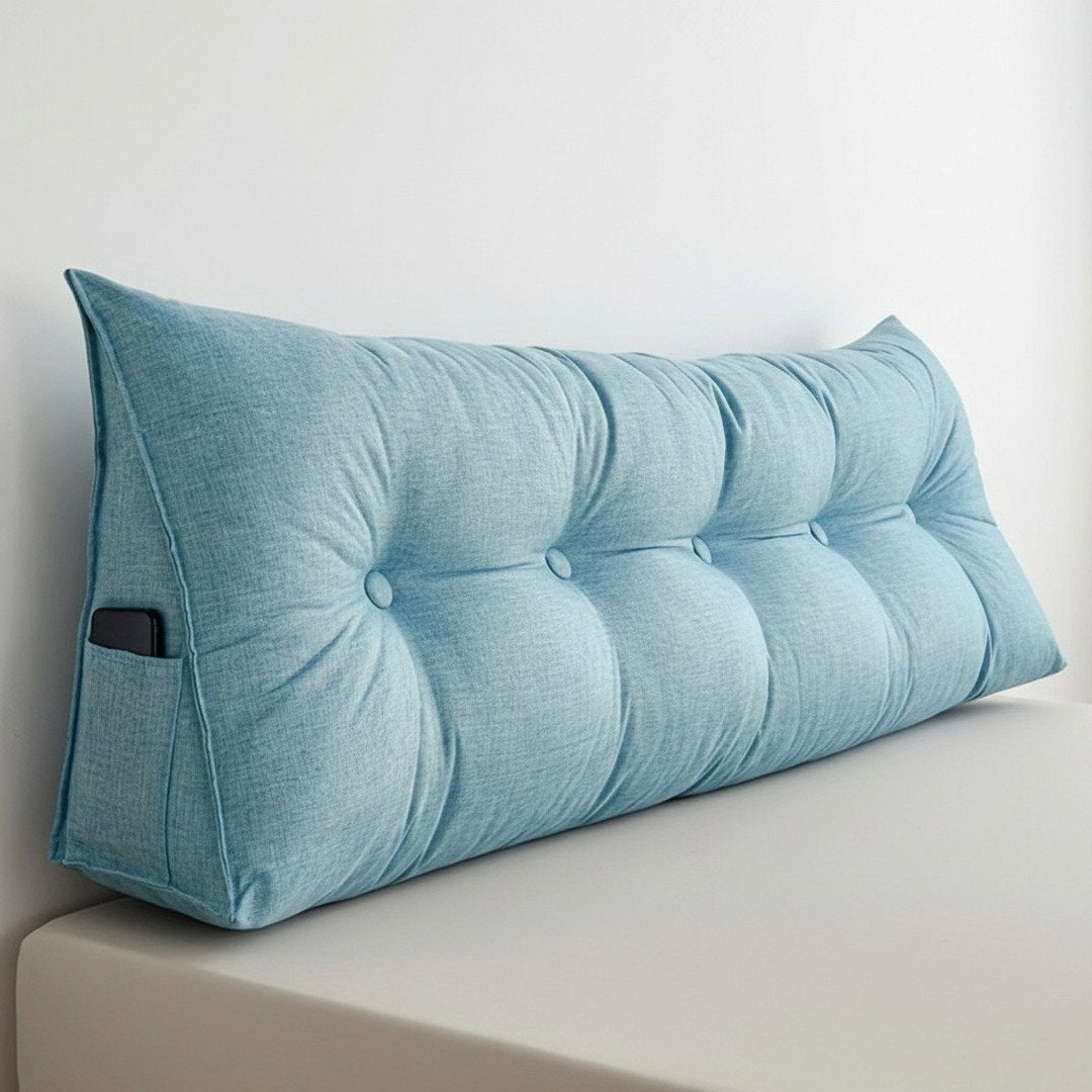 Ergonomisches Dreiecks-Kissen aus Leinen mit Abnehmbarem Bezug | Atmungsaktive Rückenstütze für Komfort im Bett und Sofa 6