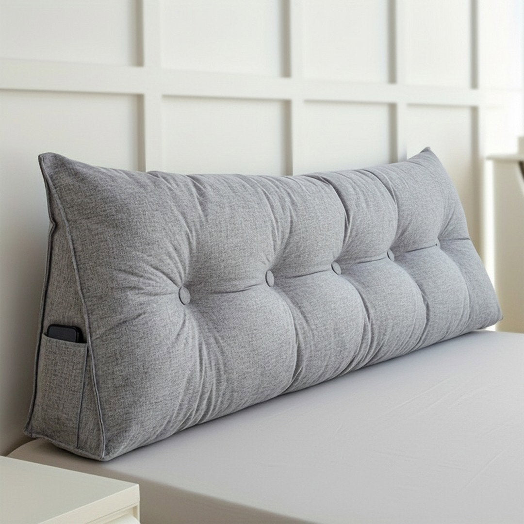Ergonomisches Dreiecks-Kissen aus Leinen mit Abnehmbarem Bezug | Atmungsaktive Rückenstütze für Komfort im Bett und Sofa 6