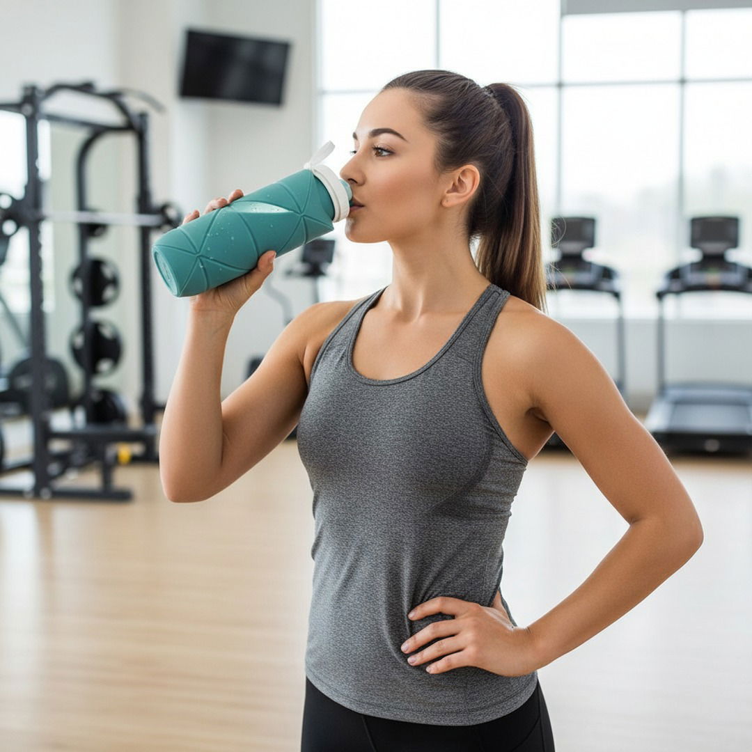 Faltbare Trinkflasche Sport aus Silikon mit Hygienischem Klappdeckel | Kompakt und Leicht für Unterwegs 1