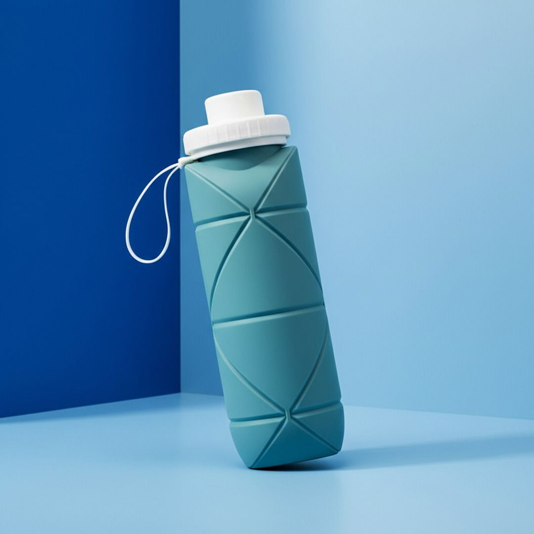 Faltbare Trinkflasche Sport aus Silikon mit Hygienischem Klappdeckel | Kompakt und Leicht für Unterwegs 1
