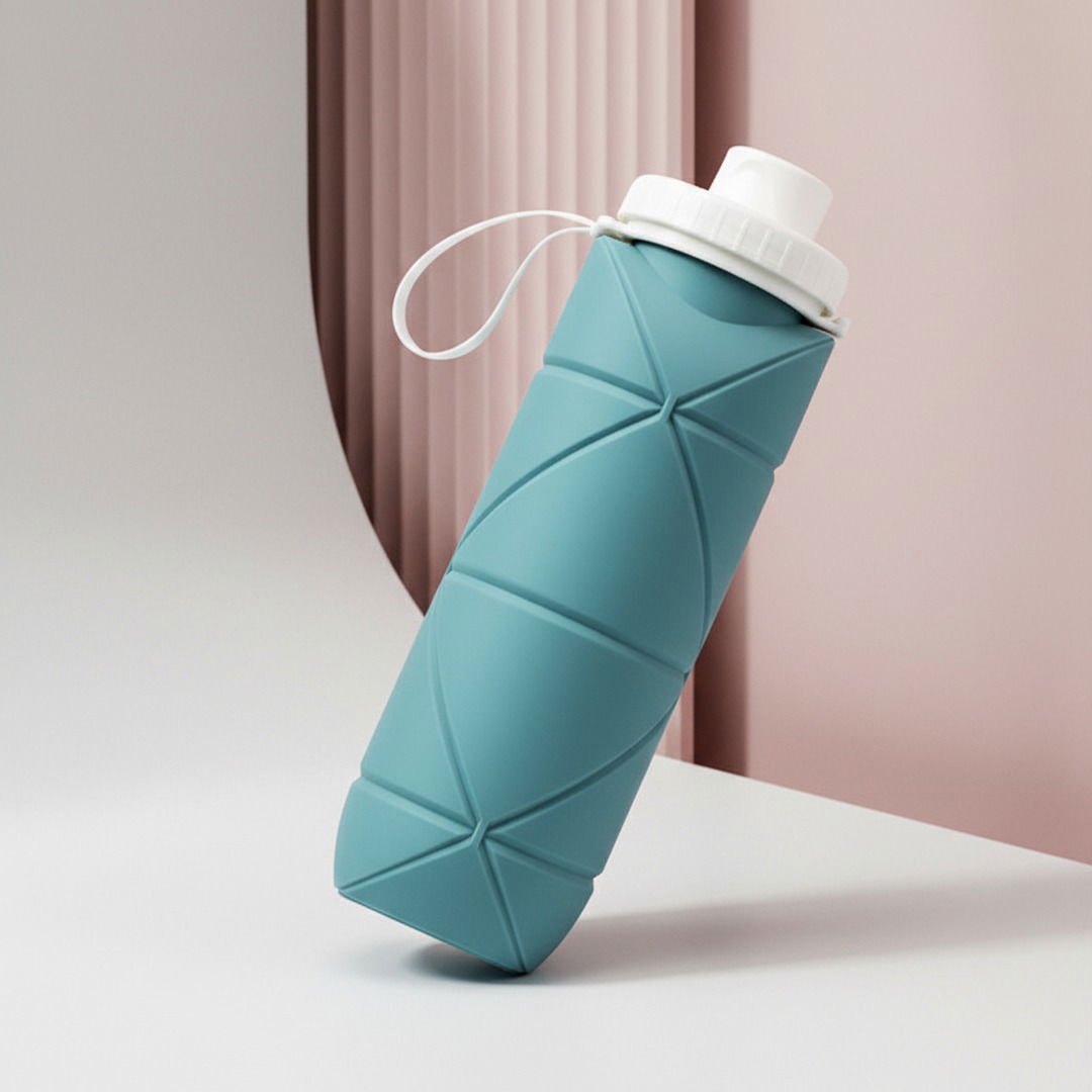 Faltbare Trinkflasche Sport aus Silikon mit Hygienischem Klappdeckel | Kompakt und Leicht für Unterwegs 1