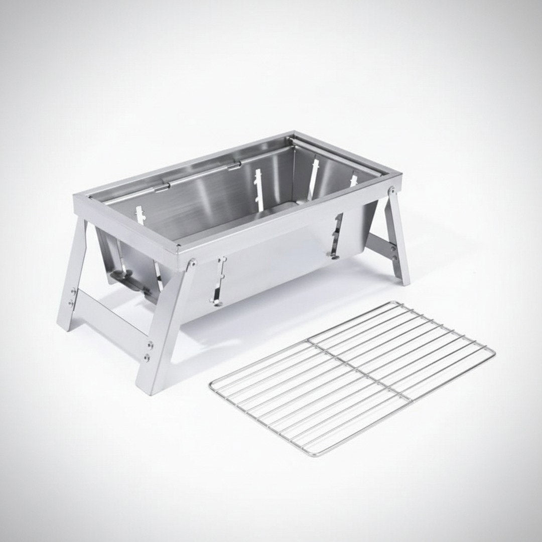 Faltbarer Camping Grill aus Edelstahl mit Höhenverstellung | Tragbarer BBQ Grill für unvergessliche Outdoor-Erlebnisse 4
