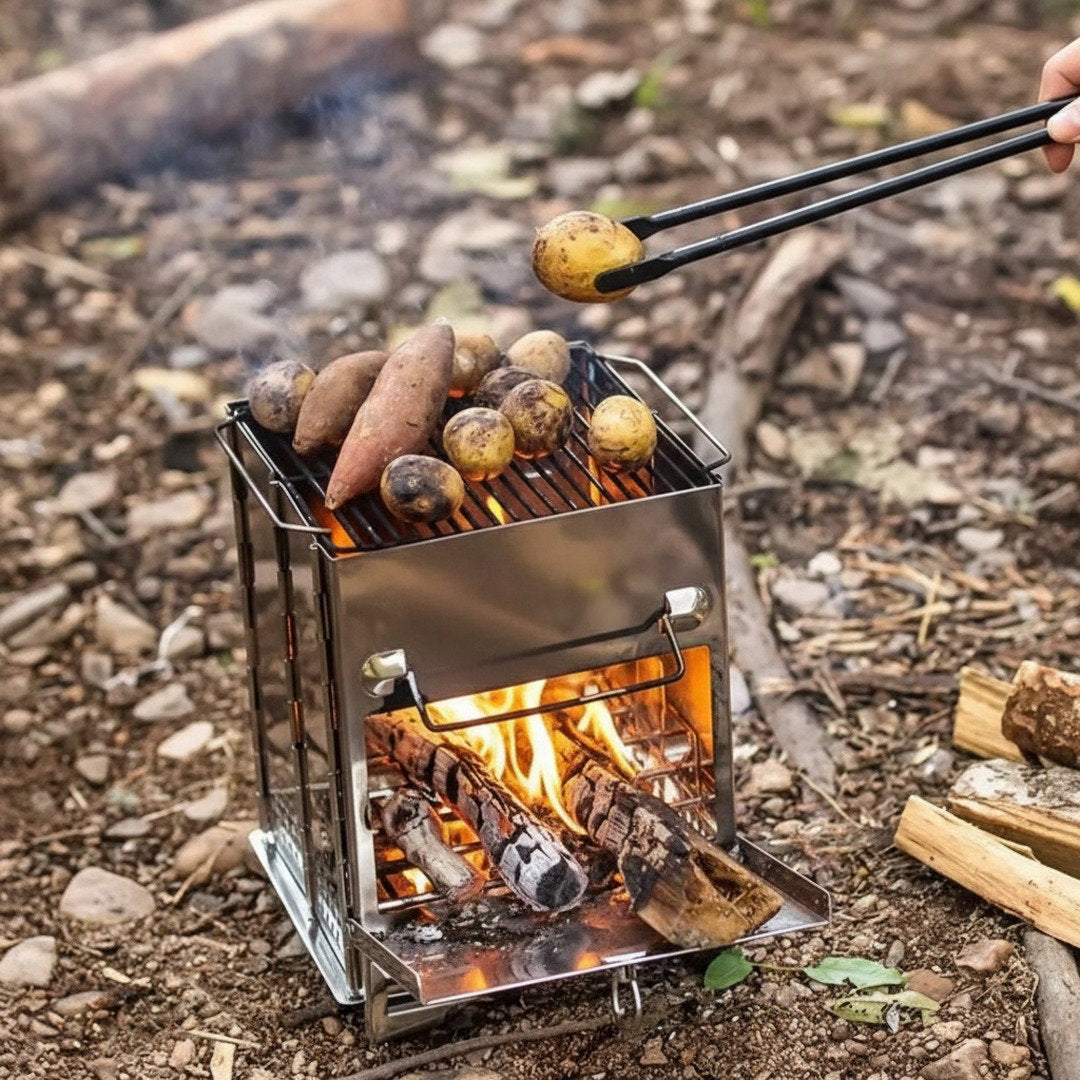 Faltbarer Campingofen aus Edelstahl mit Tragetasche | Kompakter Outdoor-Ofen für Grillen und Kochen 7