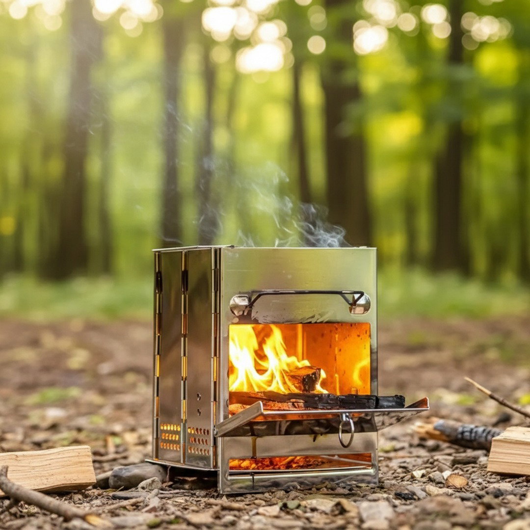 Faltbarer Campingofen aus Edelstahl mit Tragetasche | Kompakter Outdoor-Ofen für Grillen und Kochen 7