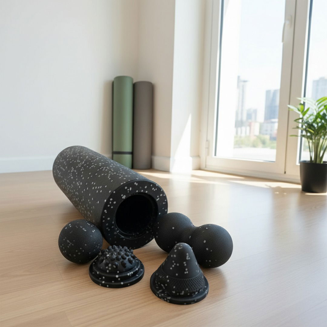 Faszienrolle Set | 5-in-1 Faszienrollen mit Vibrationsfunktion | Tragbares Massage-Set für Muskelentspannung und Flexibilität 3