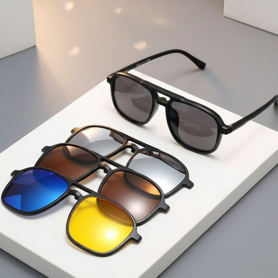 FlexView | 6-in-1 Sonnenbrille Herren & Damen mit UV400 Schutz | Vielseitig für jeden Anlass 5