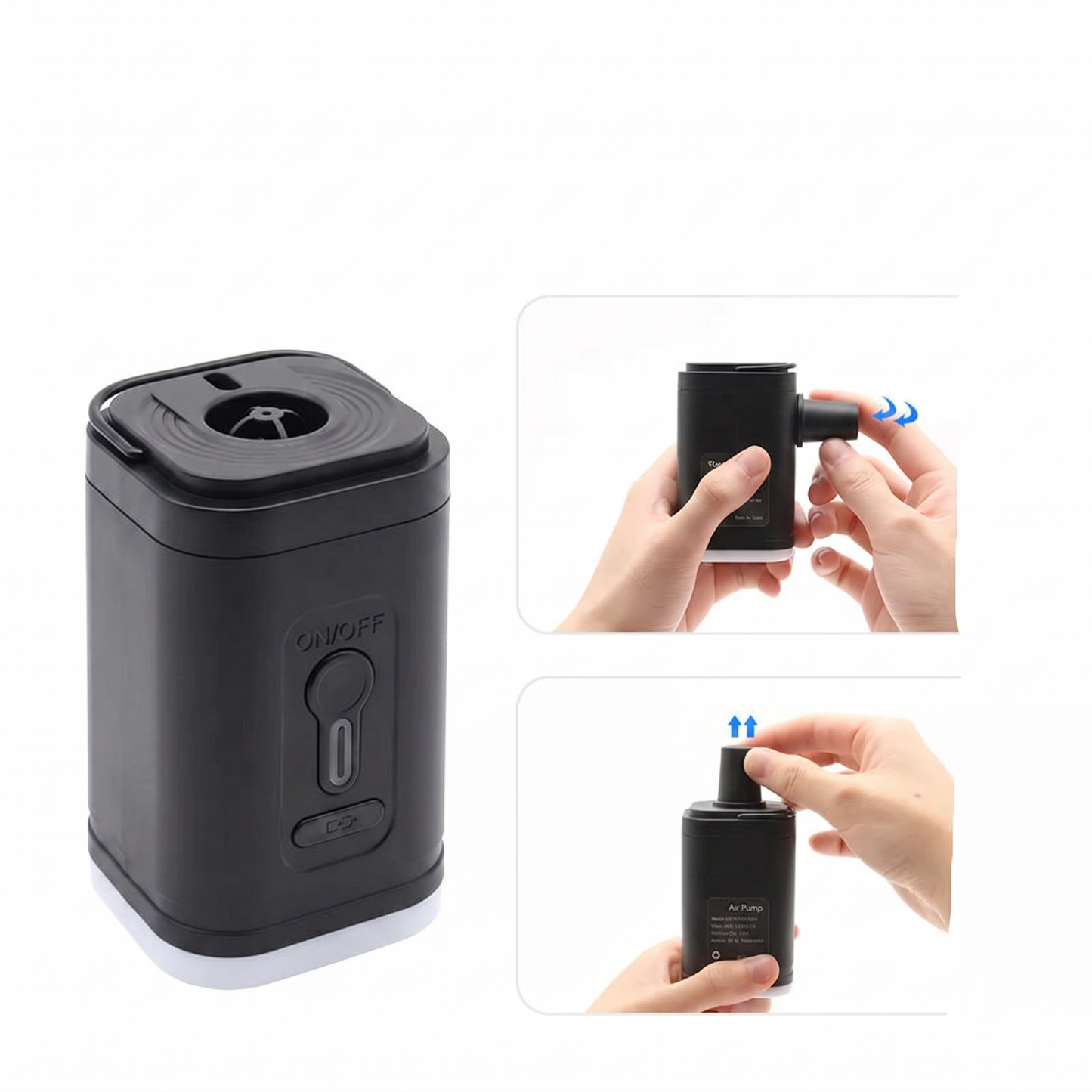 Kompakte Elektrische Luftpumpe | USB-Akku mit 2-in-1 Funktion | Ideal zum Aufpumpen und Absaugen