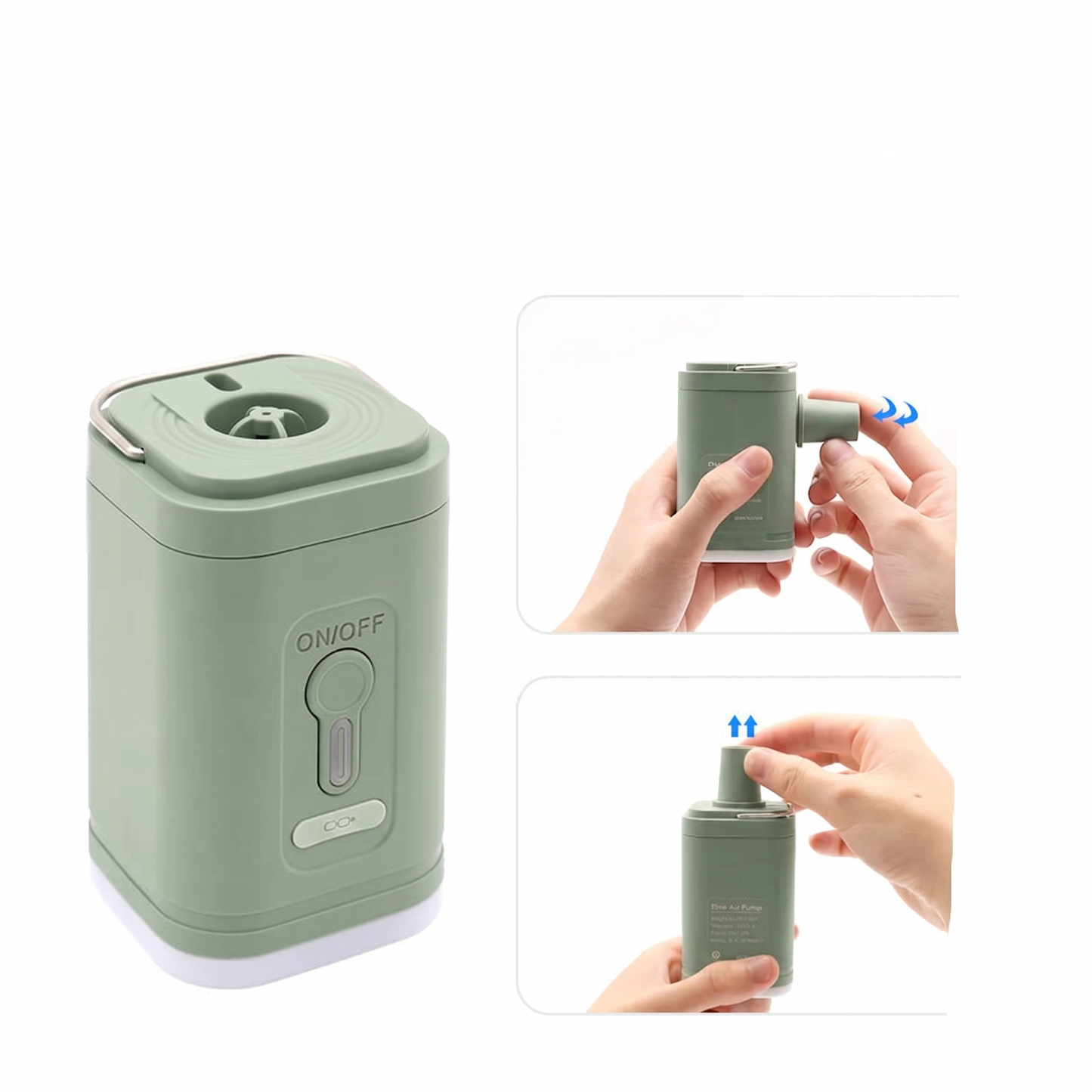 Kompakte Elektrische Luftpumpe | USB-Akku mit 2-in-1 Funktion | Ideal zum Aufpumpen und Absaugen