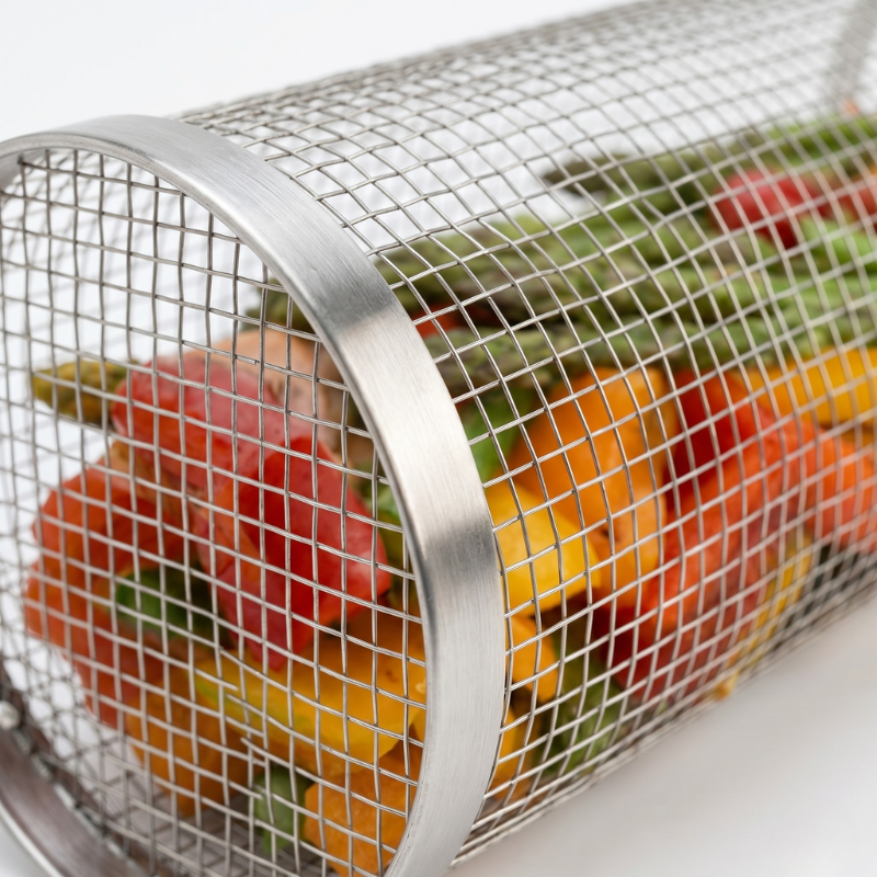 Grillkorb Edelstahl | BBQ-Grillkorb mit Drehverschluss | Set von 2 für einfaches Grillen 4