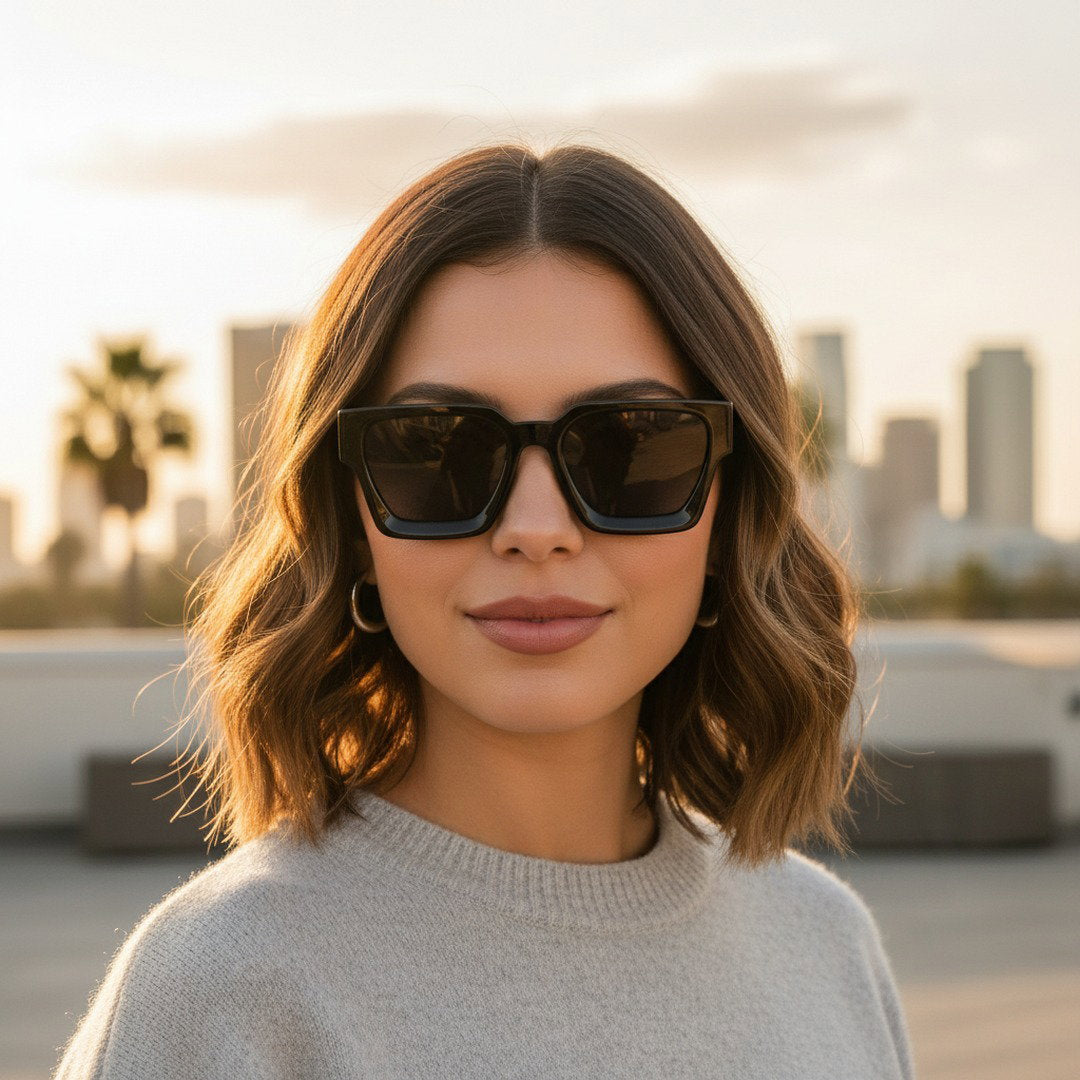 Herren Retro Kunststoff Sonnenbrille | Elegante Eckige Designbrille mit UV400-Schutz 8