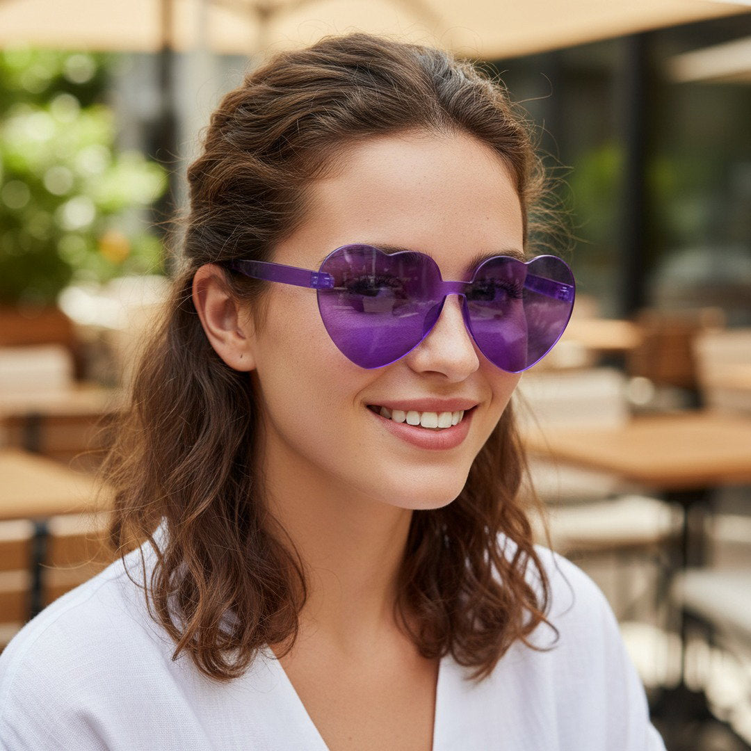 Herzförmige Sonnenbrille Damen | Randloses Design mit Transparenten Gläsern | Leichtes Accessoire für Stil und Komfort 9
