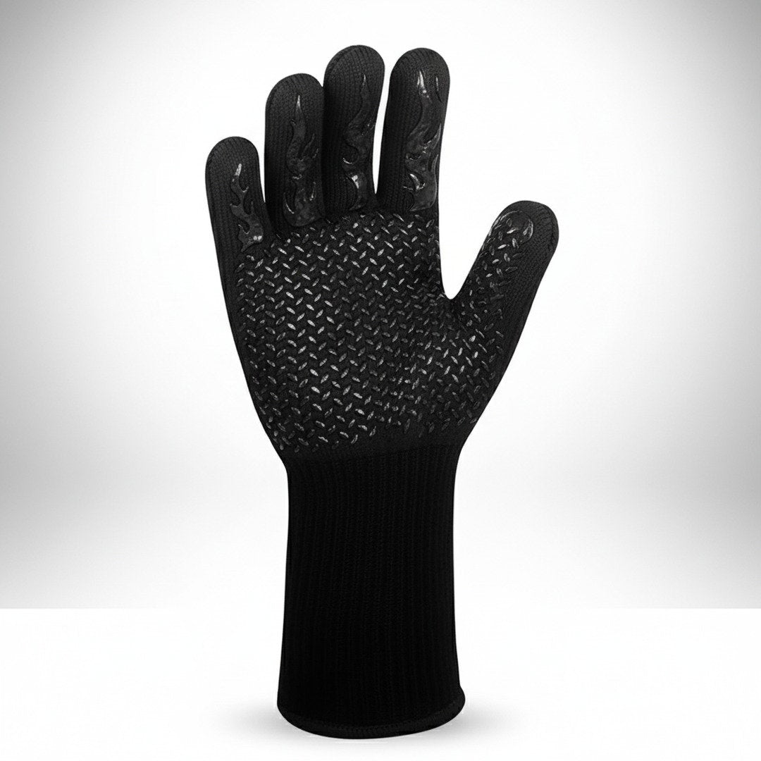 Hitzebeständiger Grillhandschuh | Rutschfeste Silikonbeschichtung für Optimalen Grip | Beidseitig Tragbar bis 800 °C 0