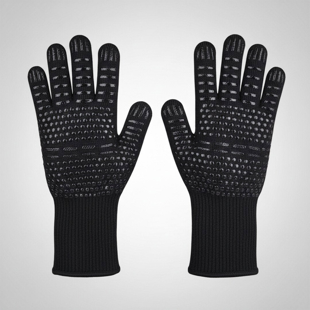 Hitzebeständiger Grillhandschuh | Rutschfeste Silikonbeschichtung für Optimalen Grip | Beidseitig Tragbar bis 800 °C 0