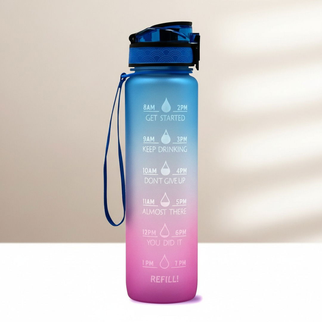 HydraHero | Trinkflasche Sport mit Zeitmarkierungen & Trinkhalm | 1 Liter für Optimale Hydration 3