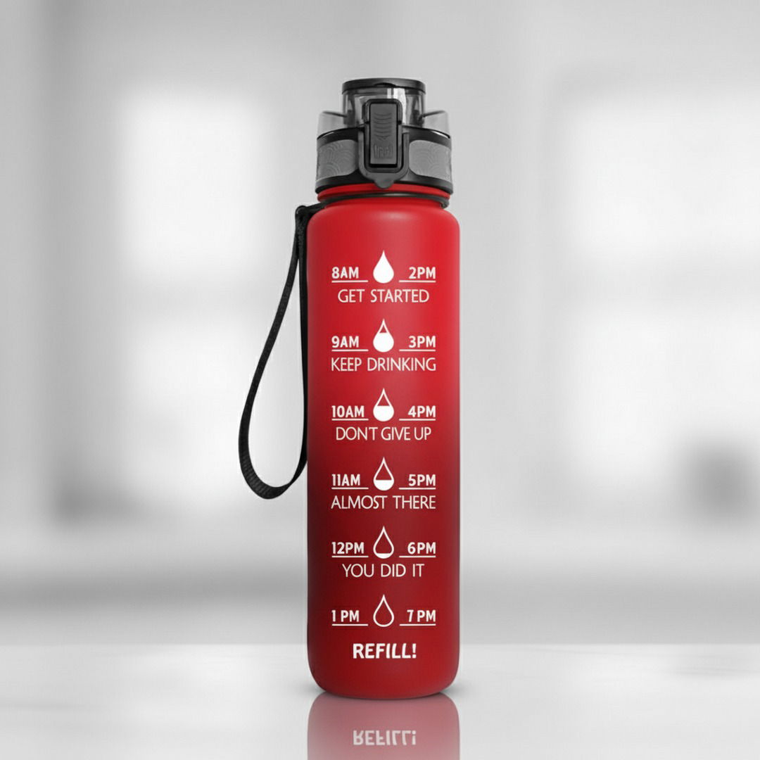 HydraHero | Trinkflasche Sport mit Zeitmarkierungen & Trinkhalm | 1 Liter für Optimale Hydration 3