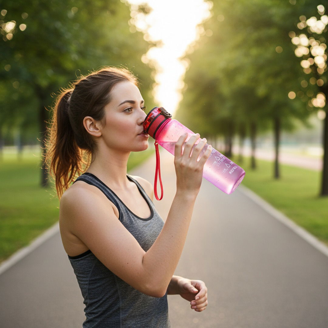 HydraHero | Trinkflasche Sport mit Zeitmarkierungen & Trinkhalm | 1 Liter für Optimale Hydration 3