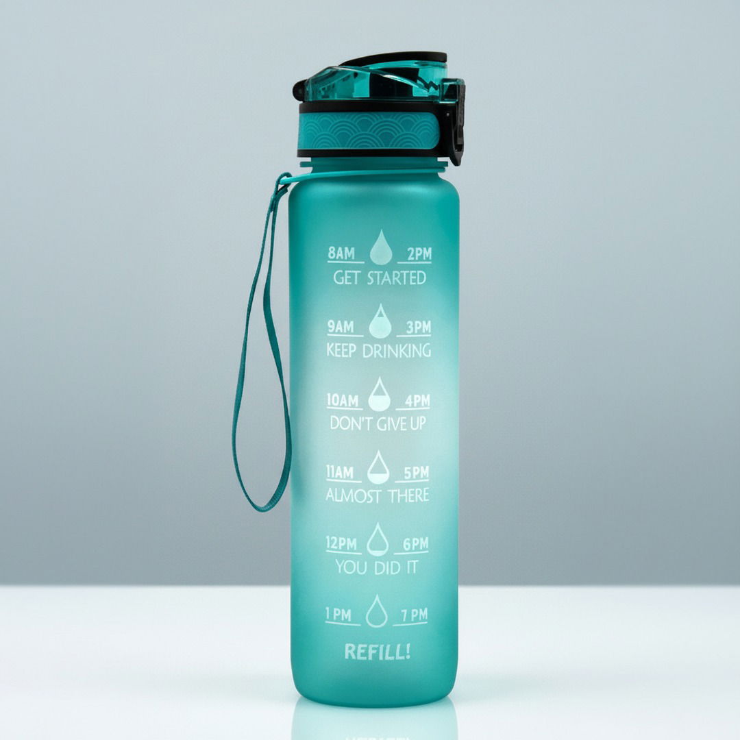 HydraHero | Trinkflasche Sport mit Zeitmarkierungen & Trinkhalm | 1 Liter für Optimale Hydration 3