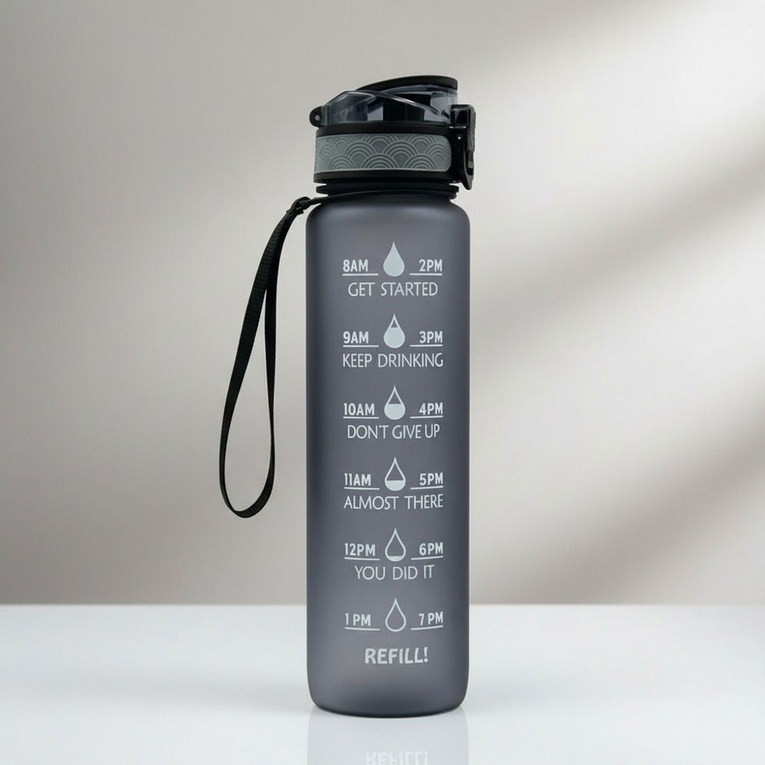 HydraHero | Trinkflasche Sport mit Zeitmarkierungen & Trinkhalm | 1 Liter für Optimale Hydration 3