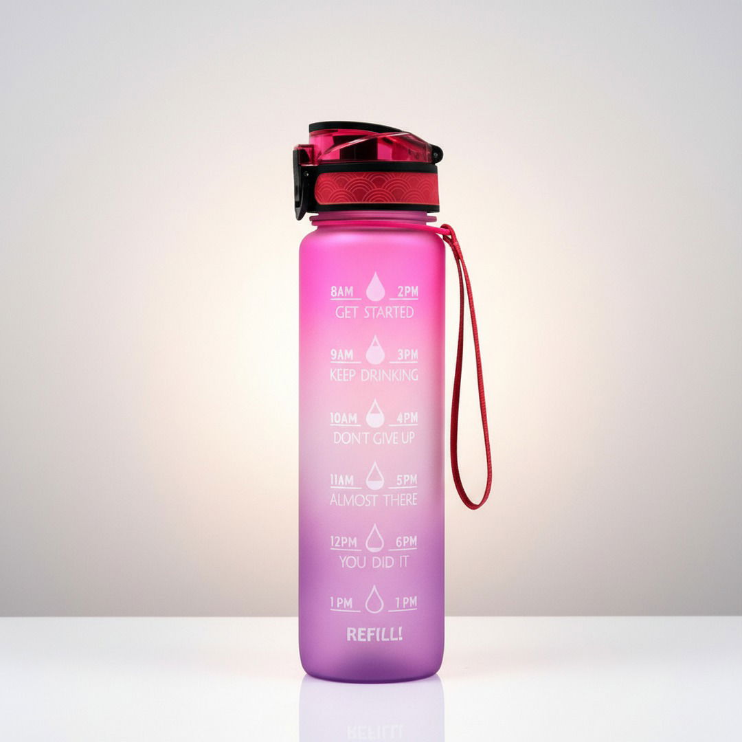 HydraHero | Trinkflasche Sport mit Zeitmarkierungen & Trinkhalm | 1 Liter für Optimale Hydration 3