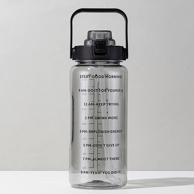 Motivierende 2L Trinkflasche mit Zeitmarkierungen - Auslaufsicher & Umweltfreundlich für Optimale Hydration 0