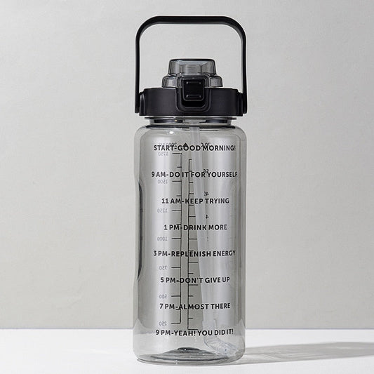 Motivierende 2L Trinkflasche mit Zeitmarkierungen - Auslaufsicher & Umweltfreundlich für Optimale Hydration 0