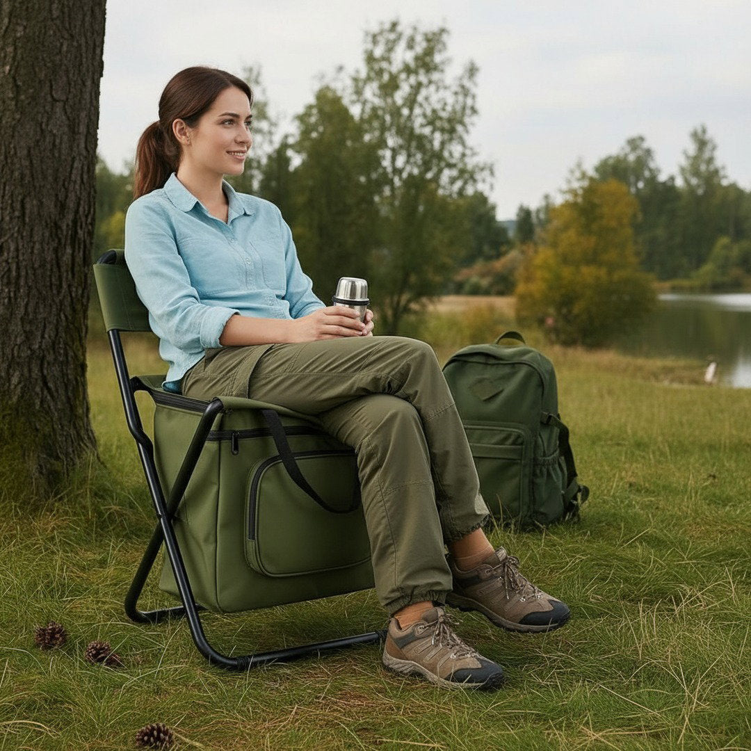 Outdoor Klappstuhl | Klappstuhl Camping mit Kühltasche & Stabiler Rückenlehne für Entspanntes Sitzen in der Natur 4