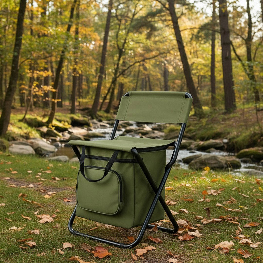 Outdoor Klappstuhl | Klappstuhl Camping mit Kühltasche & Stabiler Rückenlehne für Entspanntes Sitzen in der Natur 4