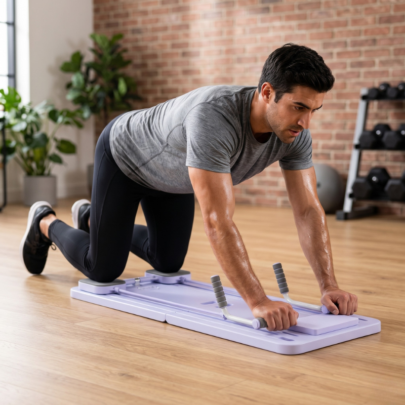 Pilates-Board | Faltbares Trainingsgerät mit Widerstandsbändern | Multifunktionales Core-Training für Zuhause 2