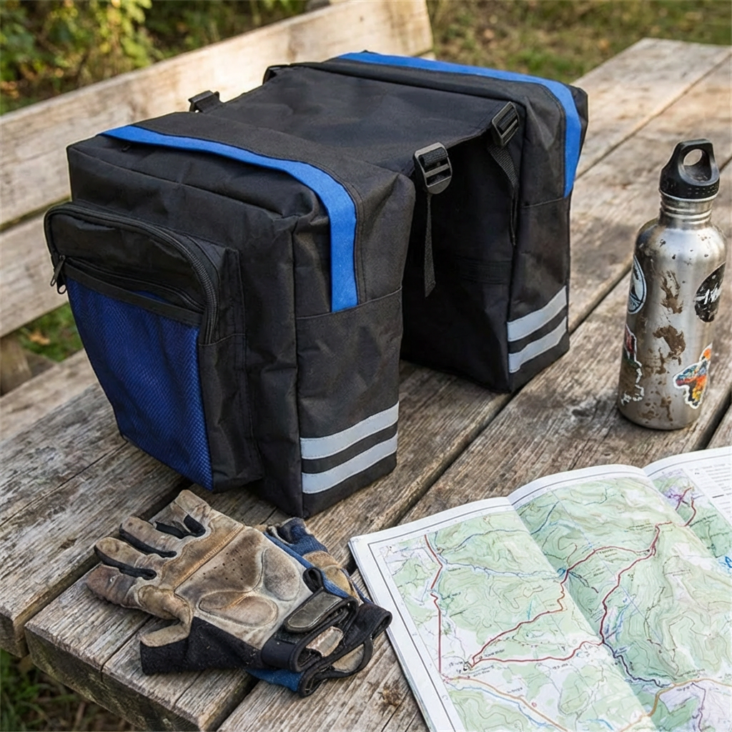 Praktische Fahrradtasche Gepäckträger mit 27L Volumen | Doppelseitige Gepäckträgertasche für Sicheres Radfahren 5