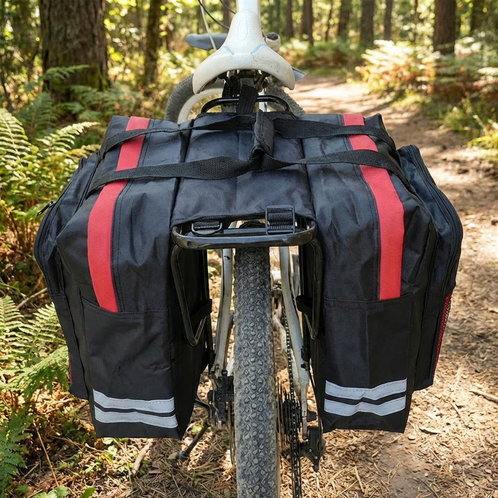 Praktische Fahrradtasche Gepäckträger mit 27L Volumen | Doppelseitige Gepäckträgertasche für Sicheres Radfahren 4