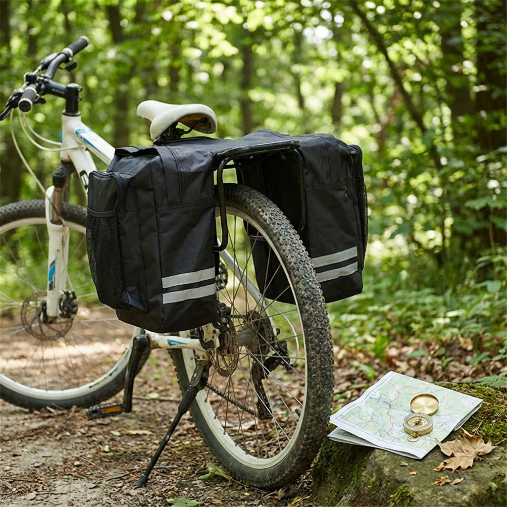 Praktische Fahrradtasche Gepäckträger mit 27L Volumen | Doppelseitige Gepäckträgertasche für Sicheres Radfahren 1