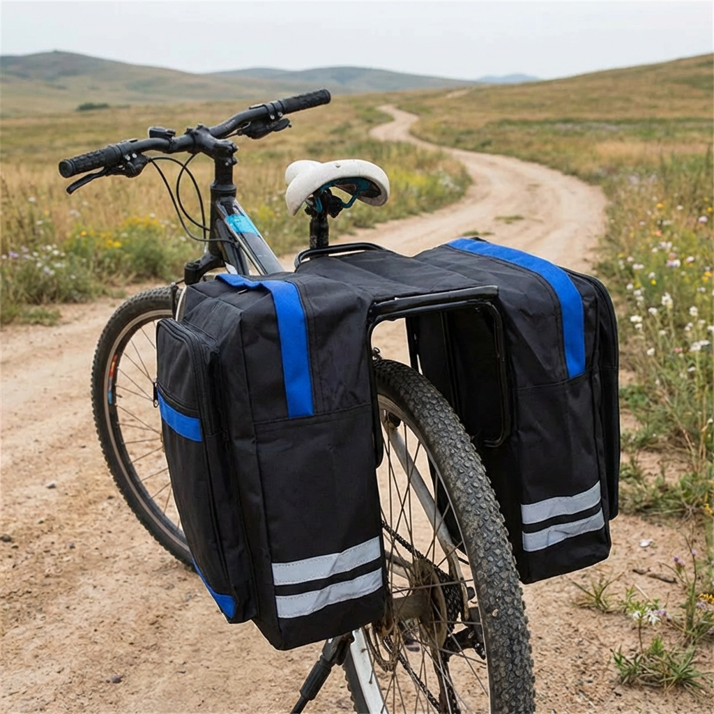 Praktische Fahrradtasche Gepäckträger mit 27L Volumen | Doppelseitige Gepäckträgertasche für Sicheres Radfahren 6