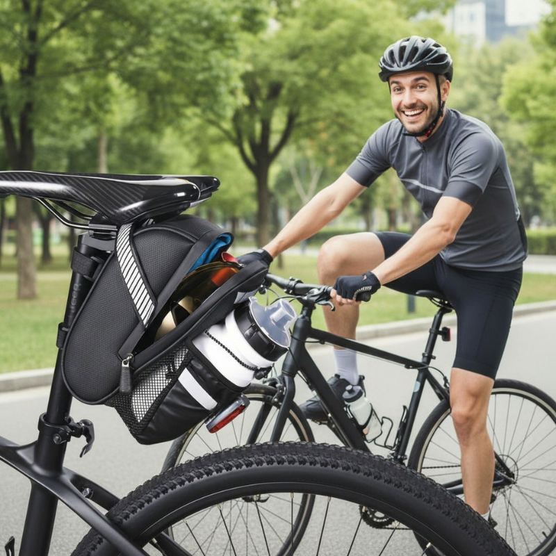 RideSafe | Fahrradtasche mit Reflektierenden Streifen und Wasserabweisendem Material | Große Satteltasche für Sichere Aufbewahrung 7