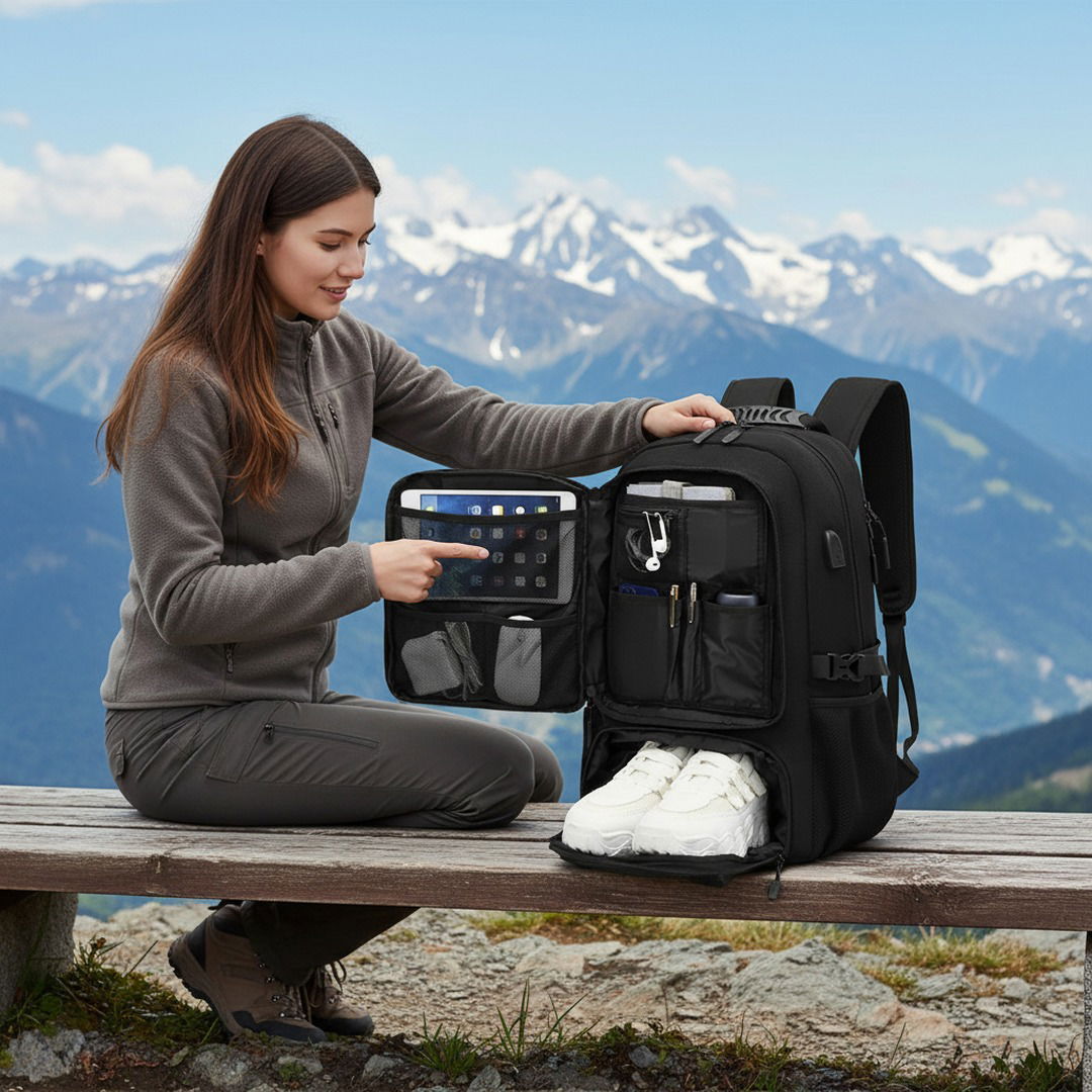 TechTrek Pro | Rucksack Herren mit USB-Ladeanschluss & Intelligenter Organisation | Ideal für Abenteuer und Remote-Arbeit 3