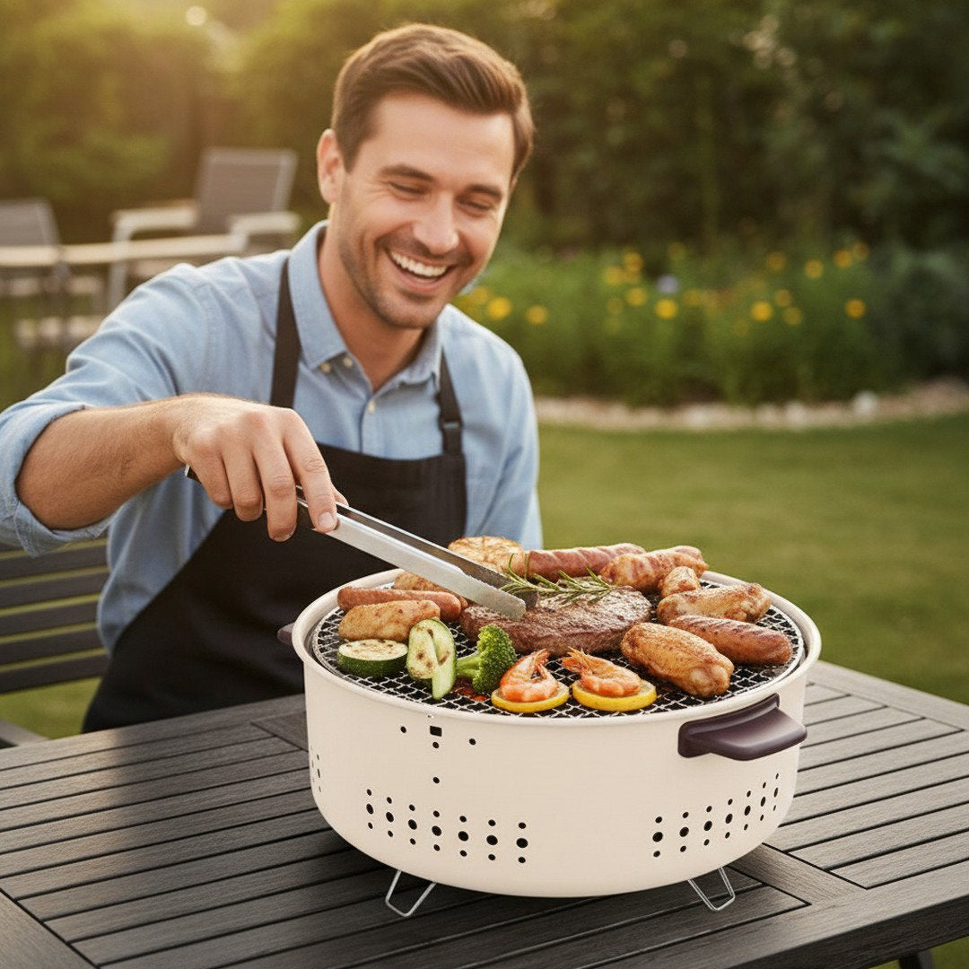 Tragbarer Tischgrill | Rauchfreier Tischgrill mit Kompaktem Design | Ideal für Picknicks und Camping 4