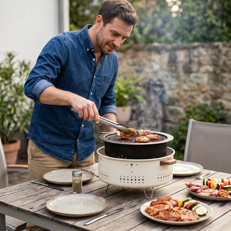 Tragbarer Tischgrill | Rauchfreier Tischgrill mit Kompaktem Design | Ideal für Picknicks und Camping 4