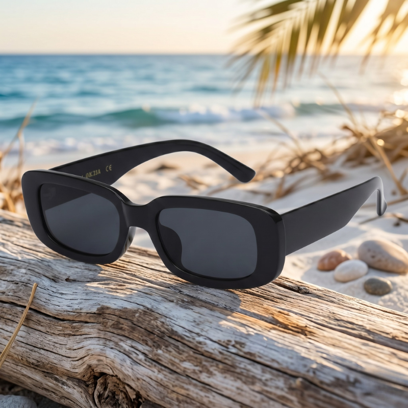 Unisex Retro-Vintage Kunststoff Sonnenbrille | Stilvolles Rechteckiges Design für Sommer 13