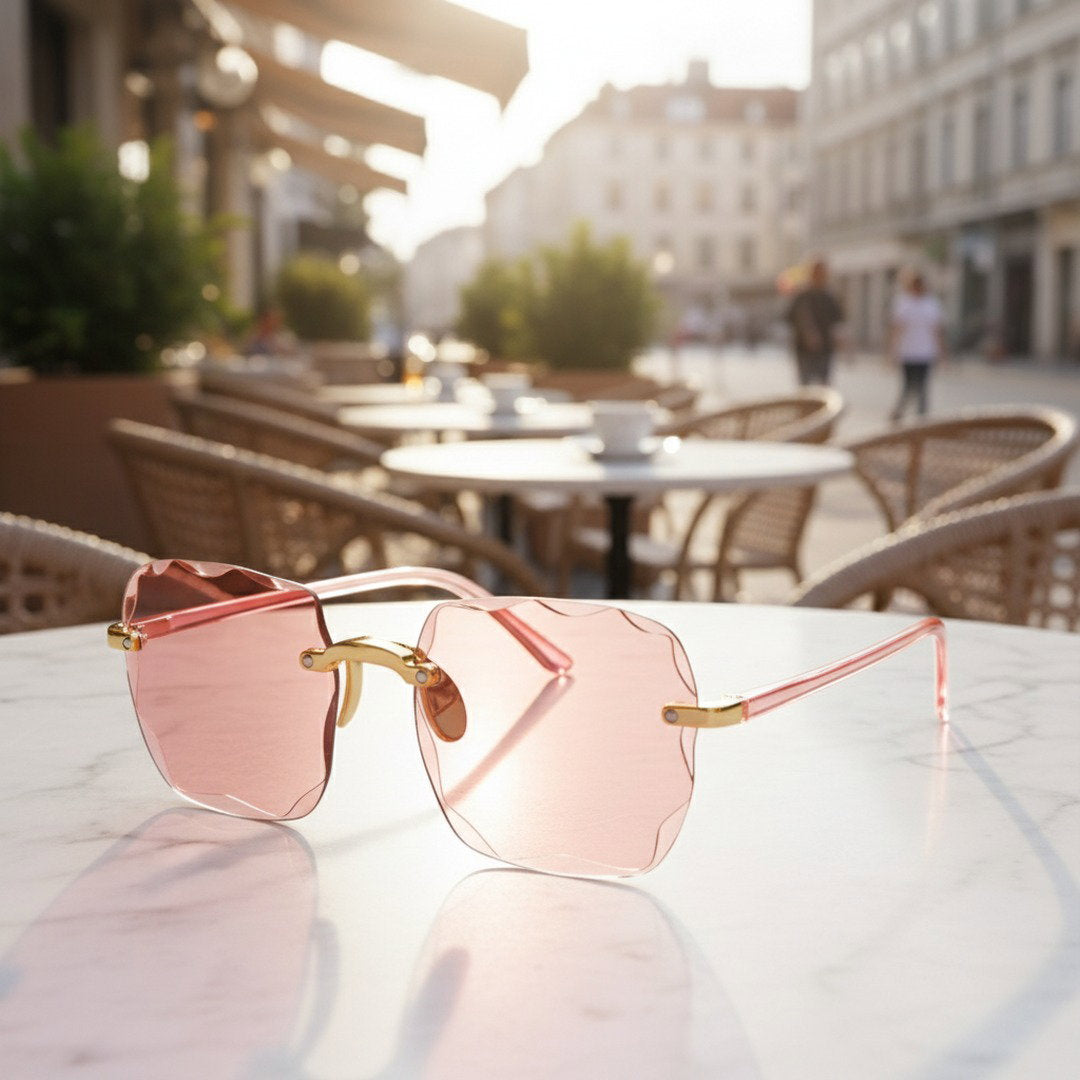 Unisex Ultraleichte Randlose Sonnenbrille | Vintage UV400 Schutzbrille für Sommer 6