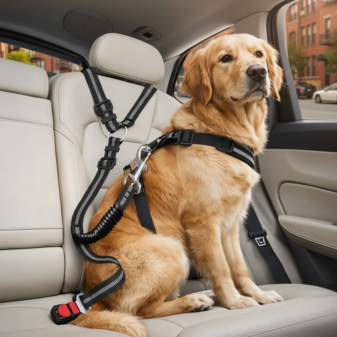 Verstellbarer Hunde Sicherheitsgurt Auto mit Zwei-Wege-Befestigung | Sicherer Halt für Reisen mit Ihrem Hund 1